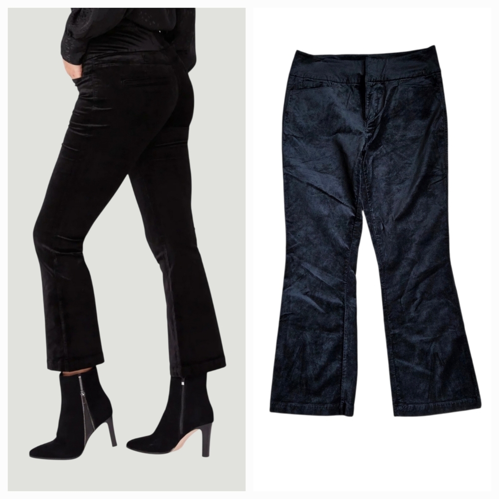 PAIGE High Rise Claudine Flare Crop Pant Black Velvet 30 (31x28) NWT MSRP $259